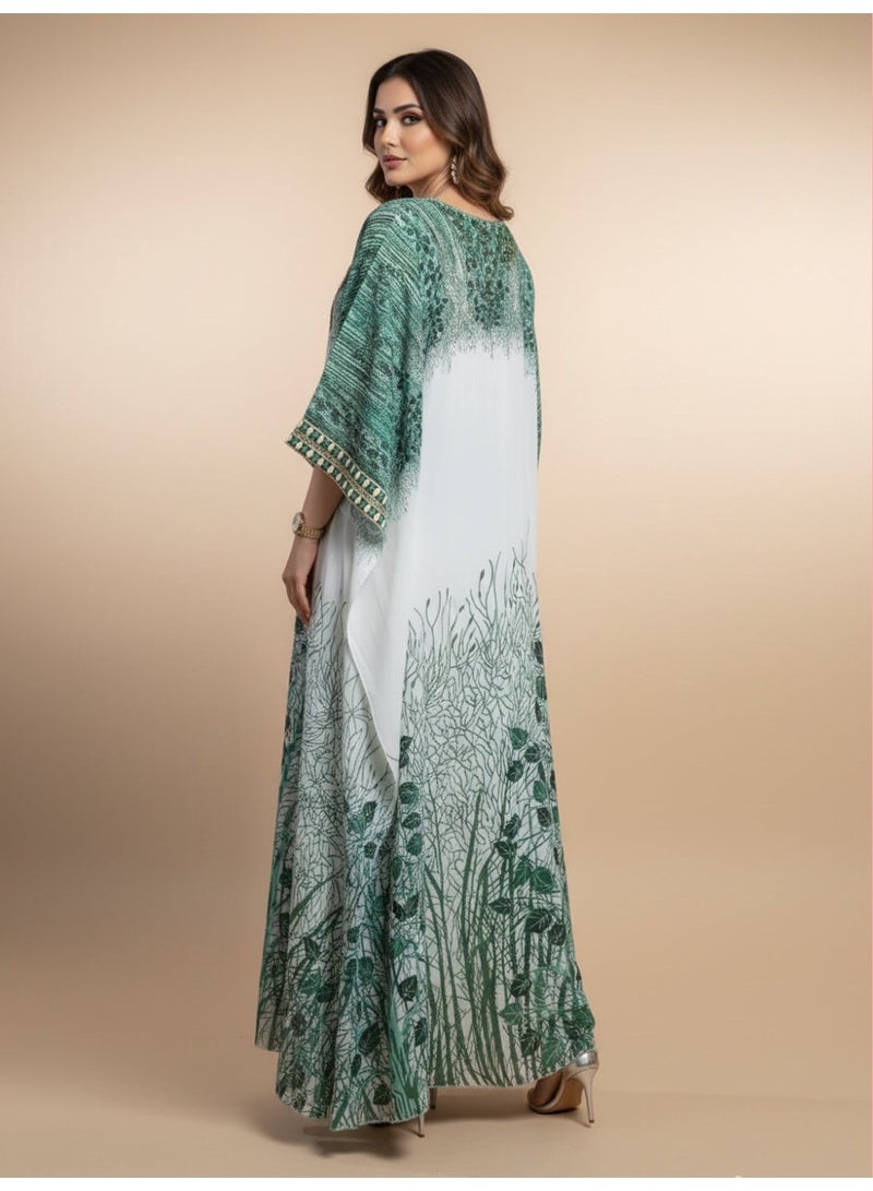 الايا كفتان شيفون مطرز يدوياً بشيكانكاري - Image 2